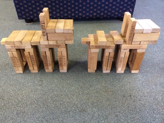Day 117: A kid at work made a dog and a sheep from Jenga.